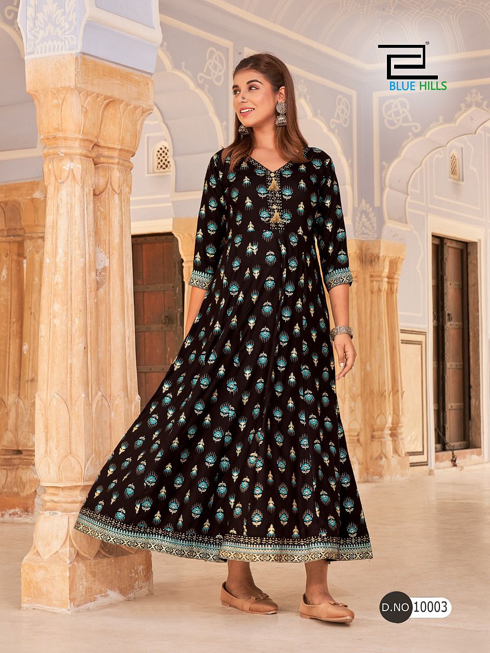 Blue Hills Hotstar 10 Rayon Fancy Party Wear Designer Long Kurti Collection